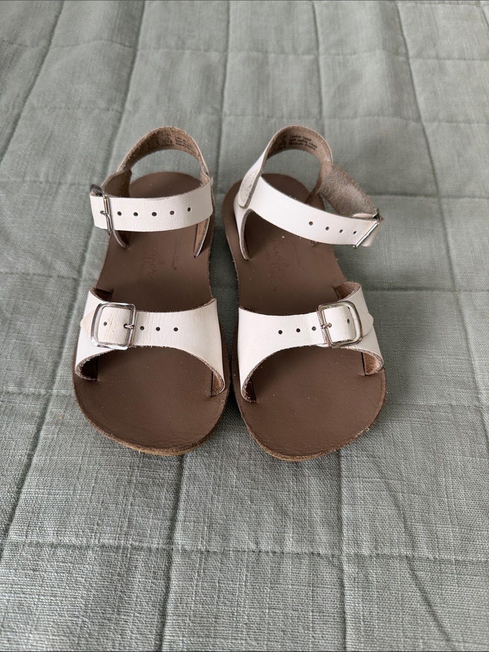 Salt Water Sandals by Hoy White Double Buckle Kids Sandals